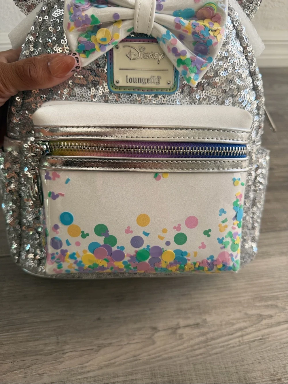 Loungefly 'It's My Birthday' Silver Sequin Mini Backpack NWT
